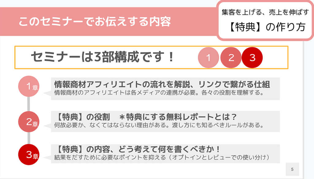 特典の作り方のセミナー概要