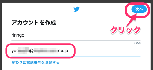 キャプチャー、メールアドレス入力