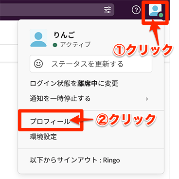 キャプチャー、Slackプロフィール